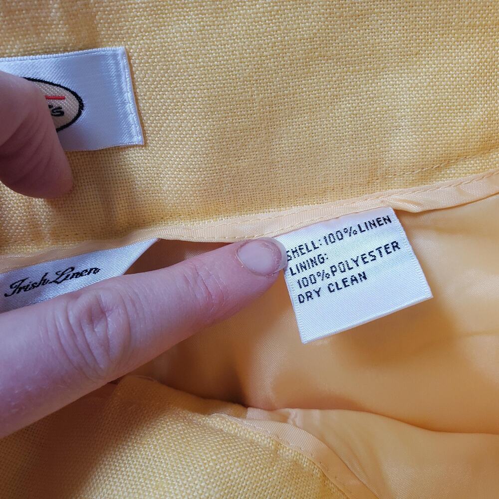 Talbots Skirt Womens 6 Butter Yellow Linen Pencil Knee Length Office Preppy Belt - Picture 4 of 11
